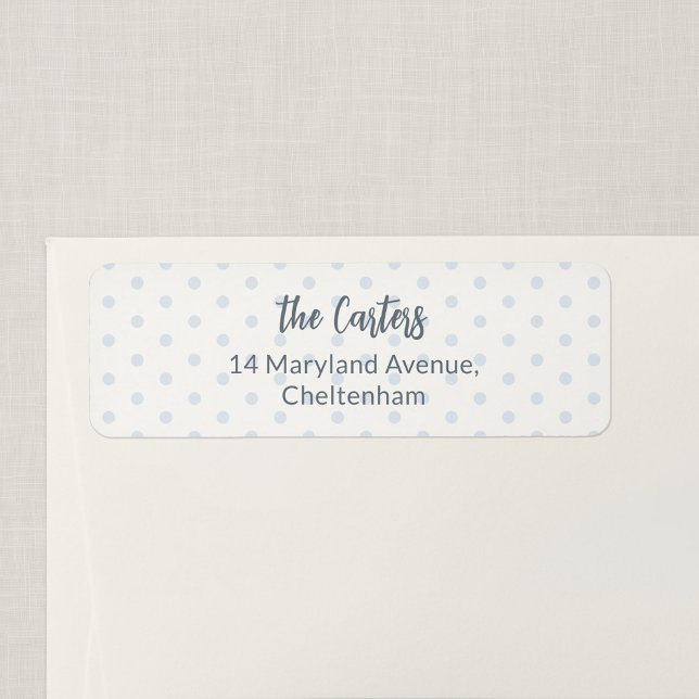 Etiqueta de Endereço de Devolução com Bolinhas Azu (Blue Polka Dot - Personalized Return Address Sticker)