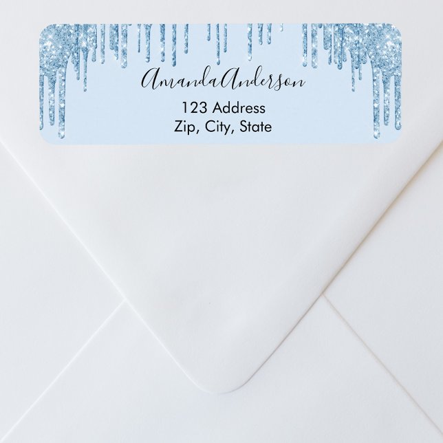 Etiqueta de endereço de devolução com brilho azul  (Criador carregado)