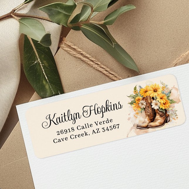 Etiqueta De Endereço De Devolução Da Cowgirl Inici (Criador carregado)