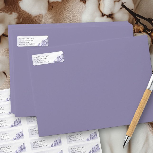Etiqueta de Endereço de Devolução da Floresta de i (Return address labels from my Winter Forest Lavender Wedding Collection)