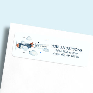 Etiqueta de Endereço de Devolução de Avião Antigo 