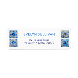 Etiqueta de endereço de devolução de azulejos medi