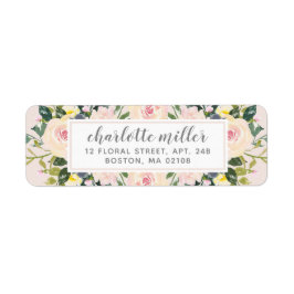 Etiqueta de Endereço de Devolução de Blush Floral 