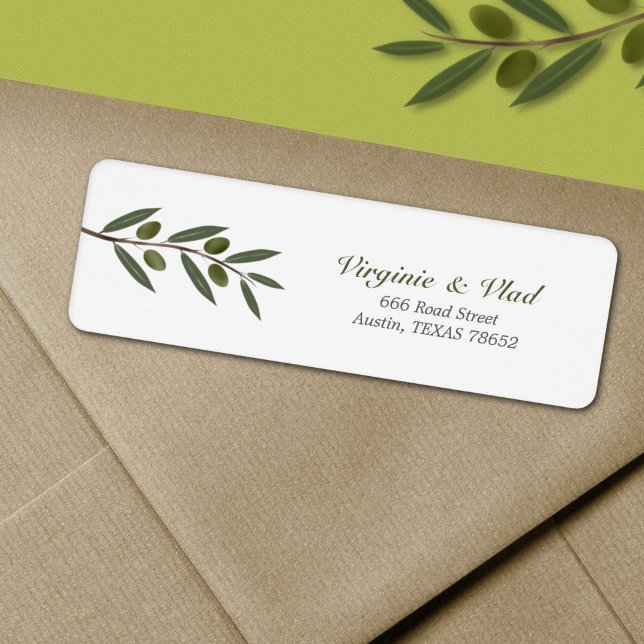 Etiqueta de Endereço de Devolução de Branch Olive  (Watercolor Olive Branch Return Address Label)