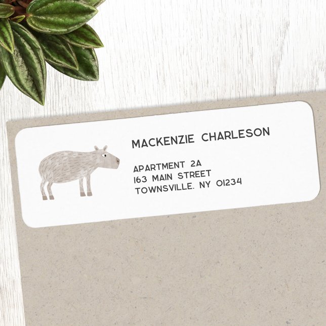 Etiqueta de Endereço de Devolução de Capybara (Fun capybara return address personalized labels)
