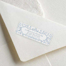 Etiqueta de Endereço de Devolução de Casamento Blu