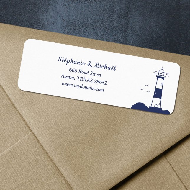 Etiqueta de Endereço de Devolução de Casamento de  (Lighthouse Wedding Return Address Label)