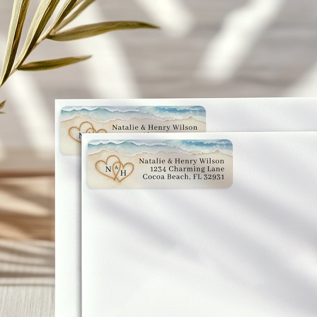 Etiqueta de Endereço de Devolução de Casamento de  (Beach Return Address Labe)