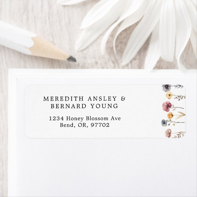 Etiqueta de Endereço de Devolução de Casamento Flo (Insitu)