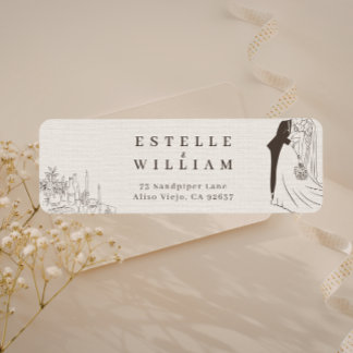 Etiqueta de Endereço de Devolução de Casamento Min