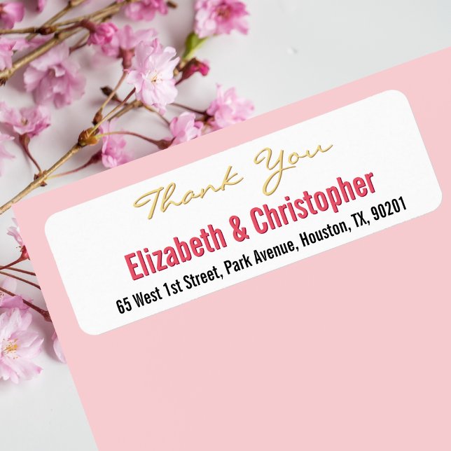 Etiqueta de Endereço de Devolução de Casamento Per (Custom Wedding Thank You Return Address Label)