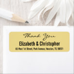 Etiqueta de Endereço de Devolução de Casamento Per<br><div class="desc">Crie sua própria etiqueta personalizada, personalizada, simples, elegante, preto moderno e ouro amarelo, obrigado anotar a etiqueta de endereço de retorno. Basta inserir os nomes da noiva e do noivo / esposa e marido, e o endereço. Obrigado elegante você devolve etiquetas de endereço para uso no casamento, casamento aniversário, aniversário,...</div>