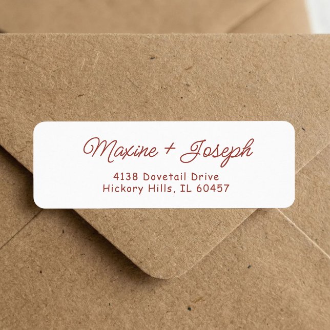 Etiqueta de Endereço de Devolução de Casamento Ver (Retro red and white wedding return address label adds vintage charm to every envelope.)