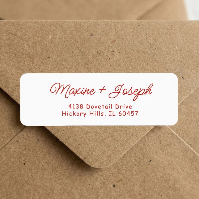 Etiqueta de Endereço de Devolução de Casamento Ver (Retro red and white wedding return address label adds vintage flair to every envelope.)