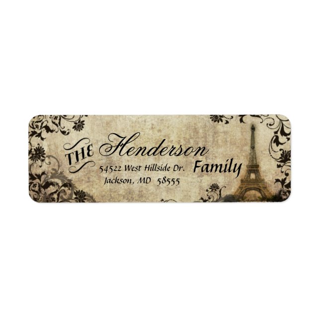 Etiqueta de Endereço de Devolução de Casamento vin (Frente)