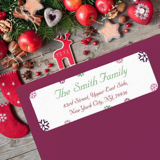 Etiqueta de Endereço de Devolução de Flocos de Nev (Custom Christmas Snowflakes Return Address Label)