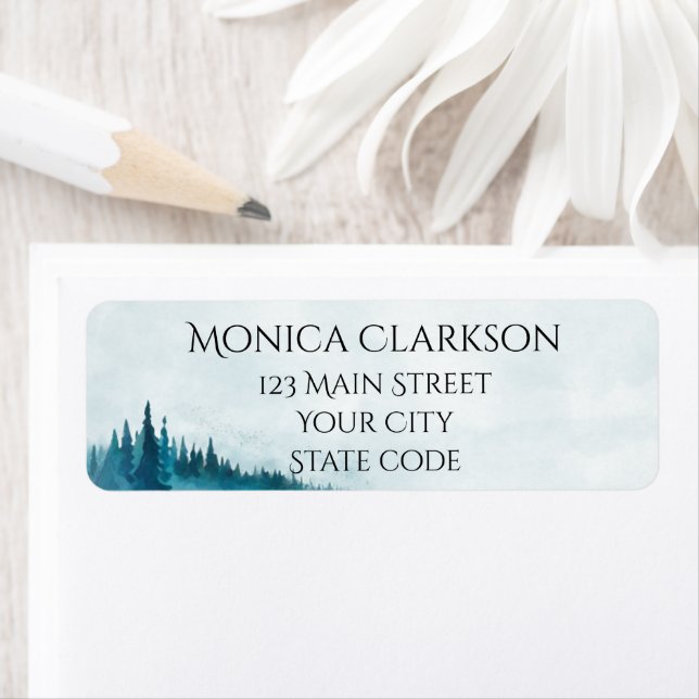 Etiqueta de Endereço de Devolução de Floresta Azul (Insitu)