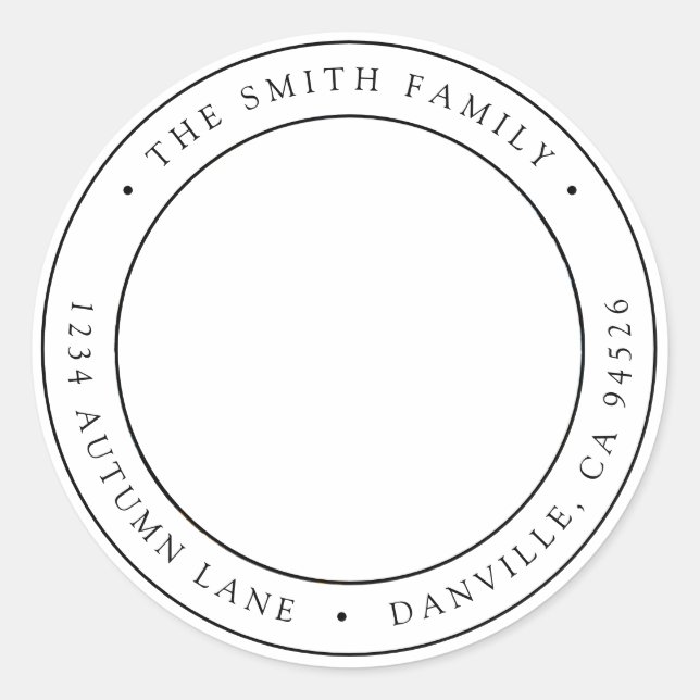 Etiqueta de Endereço de Devolução de Foto Redonda  (Frente)