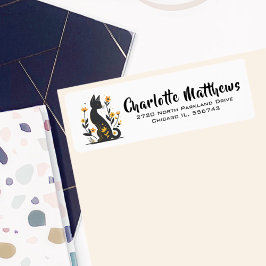 Etiqueta de Endereço de Devolução de Gato Negro Fa