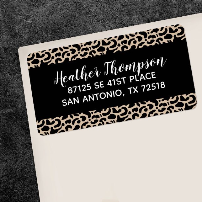 Etiqueta de Endereço de Devolução de Impressão Leo (An Elegant and chic leoprad pattern return address label. Personalize it with your information)