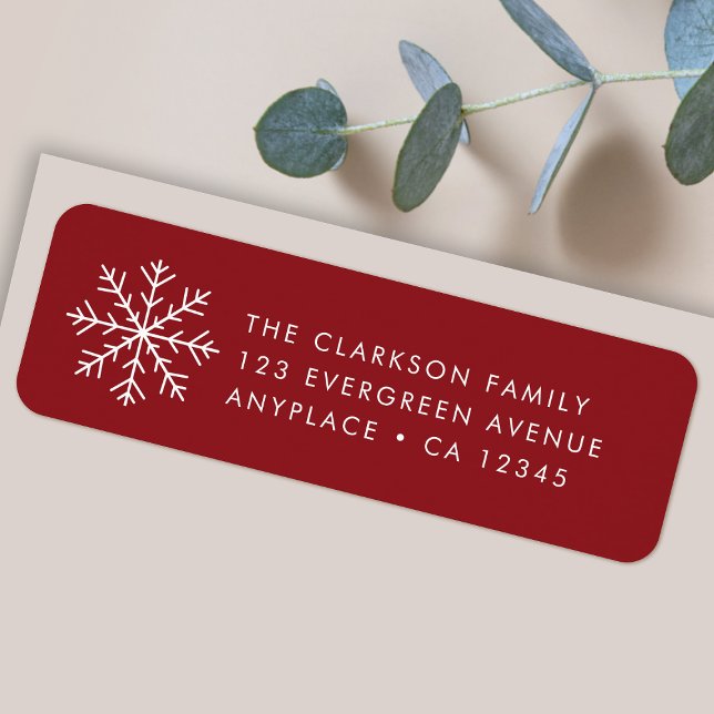 Etiqueta de Endereço de Devolução de Natal | Floco (Simple snowflake Christmas return address labels for Holiday card mailing & festive gift parcels)