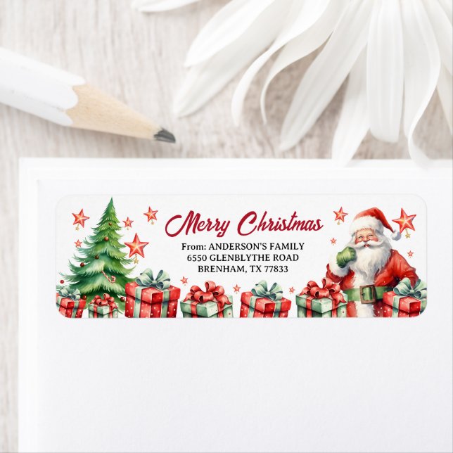 Etiqueta de Endereço de Devolução de Natal Merry (Insitu)