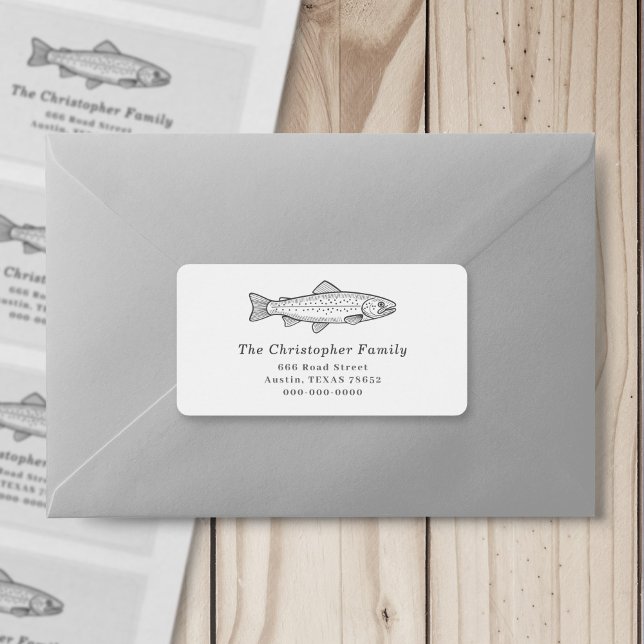 Etiqueta de Endereço de Devolução de Problemas (Trout Return Address Label Sticker)