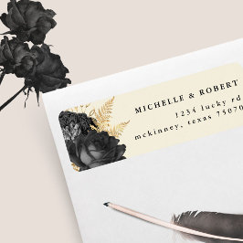 Etiqueta de Endereço de Devolução de Rosas Dourado