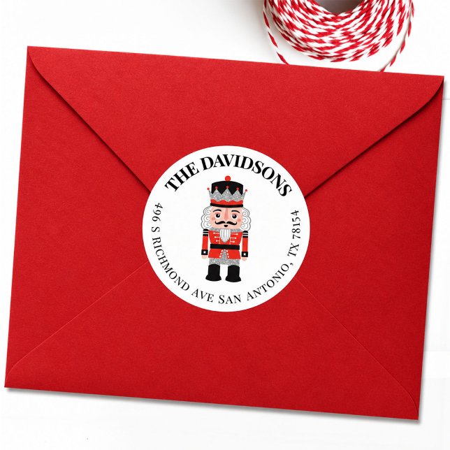 Etiqueta de Endereço de Devolução do Quebra-Nozes  (an elegant Christmas nutcracker return address label to decorate your holiday mail.)