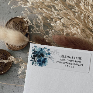 Etiqueta de Endereço de Devolução Floral Azul do M