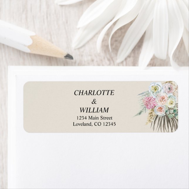 Etiqueta de Endereço de Devolução Floral Bohemian (Insitu)