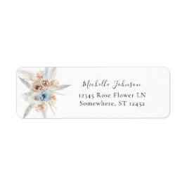 Etiqueta de Endereço de Devolução Floral Boho Azul