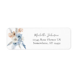 Etiqueta de Endereço de Devolução Floral Boho Azul