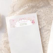 Etiqueta de Endereço de Devolução Floral Borboleta