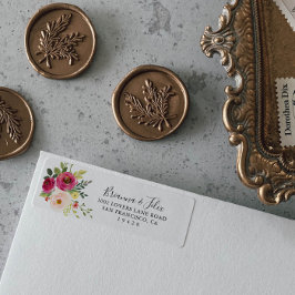 Etiqueta de Endereço de Devolução Floral Cor-de-Ro