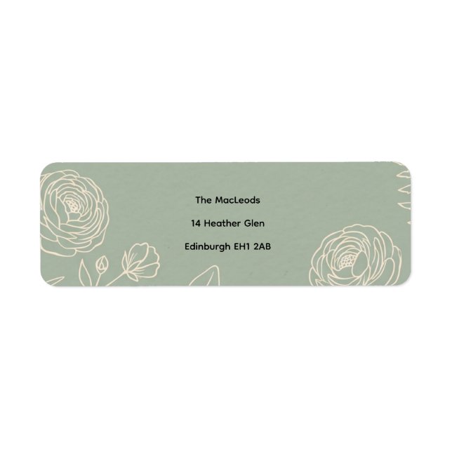 Etiqueta de Endereço de Devolução Floral de Linha  (Frente)