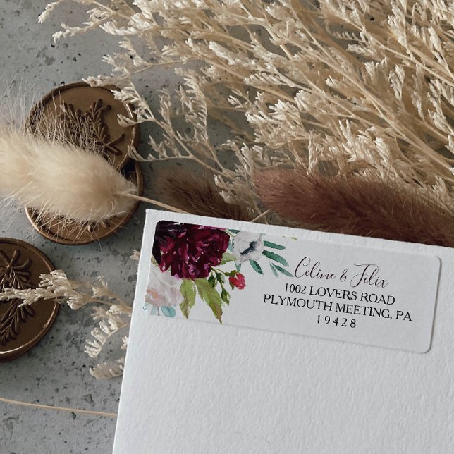 Etiqueta de Endereço de Devolução Floral do Marinh (Criador carregado)