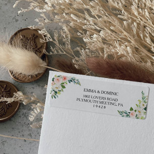 Etiqueta de Endereço de Devolução Floral Elegan