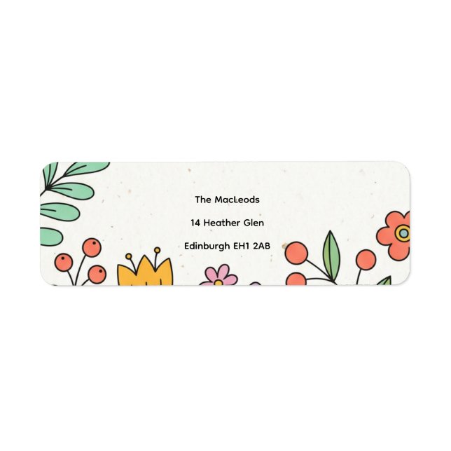 Etiqueta de Endereço de Devolução Floral Folclóric (Frente)