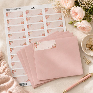 Etiqueta de Endereço de Devolução Floral Romântica