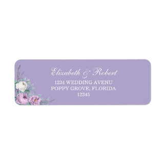 Etiqueta de Endereço de Devolução Floral Roxo Lava
