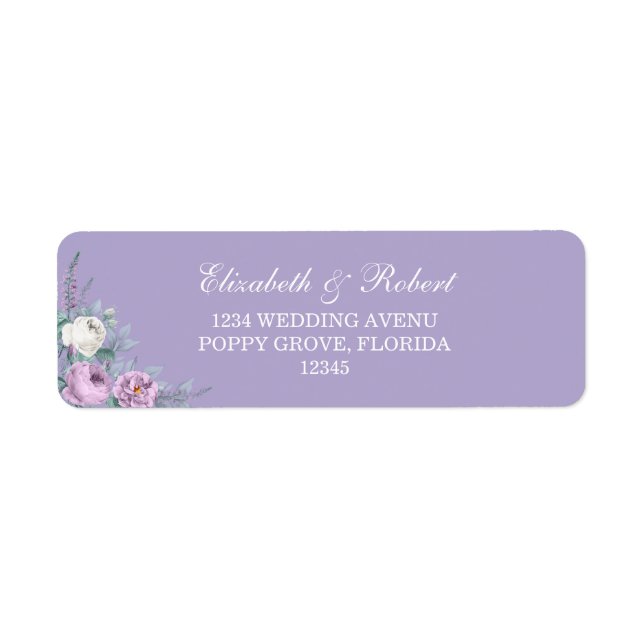 Etiqueta de Endereço de Devolução Floral Roxo Lava (Frente)