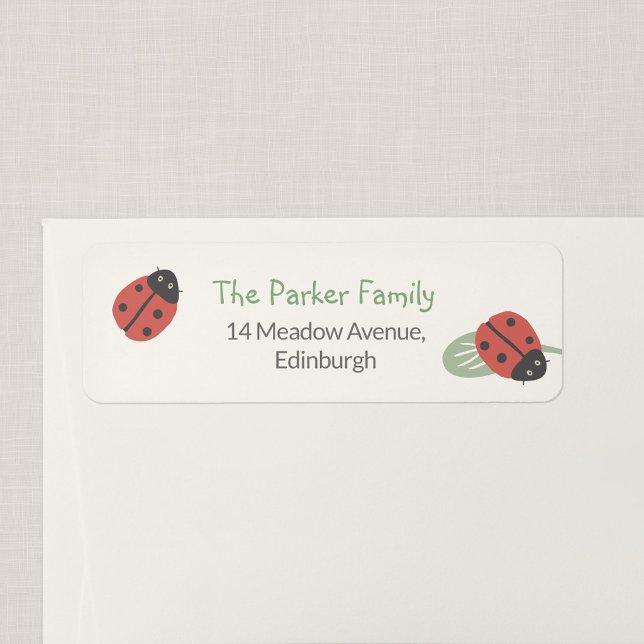 Etiqueta de Endereço de Devolução Ladybird Meadow  (Ladybird Meadow - Ladybug Return Address Label)