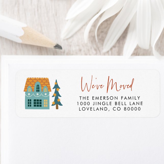Etiqueta de Endereço de Devolução Mudamos (We've Moved Chic Vintage Holiday Personalized Return Address Label by Painted Paperie
)