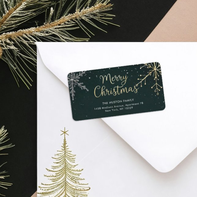 Etiqueta de Endereço de Devolução Natal Chic Alegr (Criador carregado)