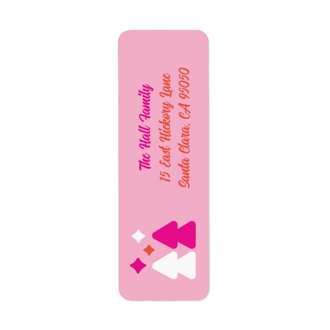 Etiqueta de Endereço de Devolução Rosa Árvores e B (Frente)