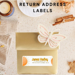 Etiqueta de Endereço de Devolução Sun de Boho Simp