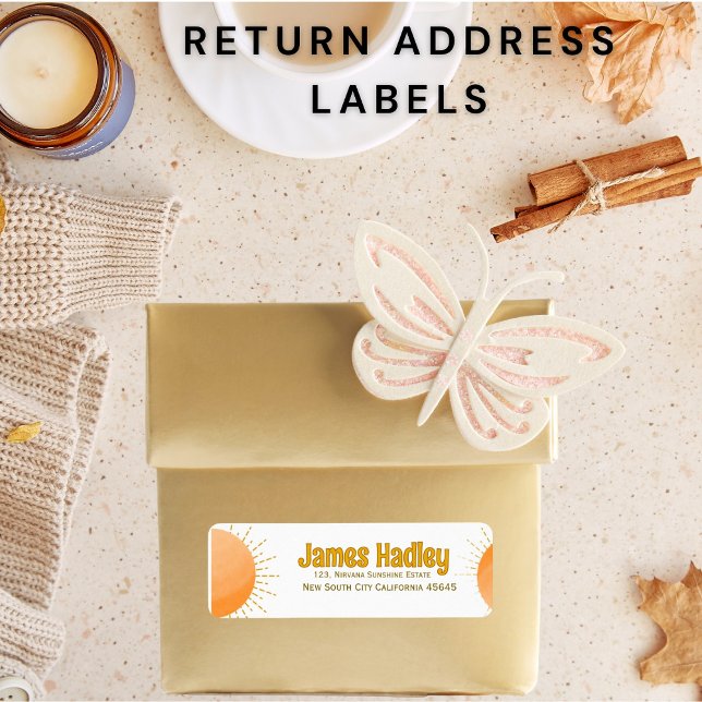 Etiqueta de Endereço de Devolução Sun de Boho Simp (Criador carregado)