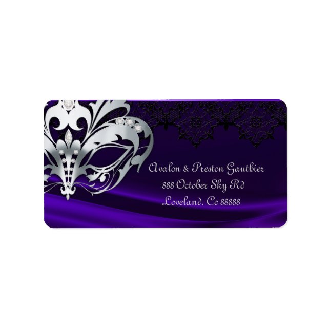 Etiqueta de Endereço de Eixo Mascarada Roxo (Frente)