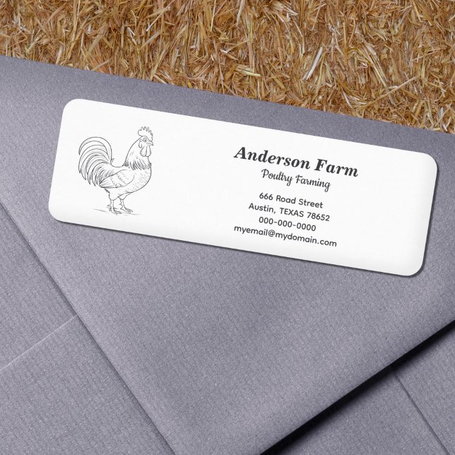 Etiqueta de Endereço de Fazenda de galeria (Rooster Farm Address Label Sticker)